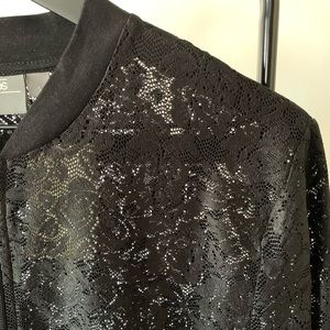Black Lace Bomber Jacket